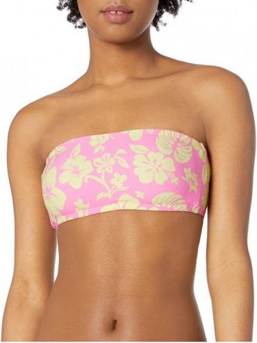 Tops Women's Bandeau Bra Bikini Swimsuit Top - Pink//Aloha - CY18ZQ0N3K8 $31.45