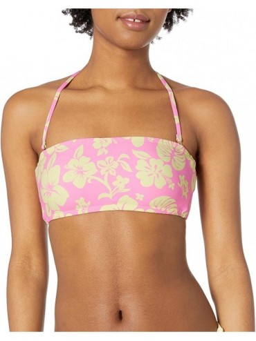 Tops Women's Bandeau Bra Bikini Swimsuit Top - Pink//Aloha - CY18ZQ0N3K8 $19.20