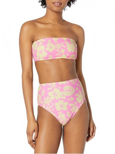 Tops Women's Bandeau Bra Bikini Swimsuit Top - Pink//Aloha - CY18ZQ0N3K8 $19.20