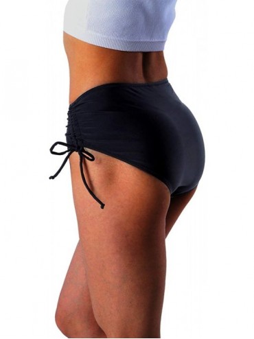 Tankinis Women's Bikini Bottoms Briefs Tankini Bottoms Swimwear Mid/High Waist Solid Color Tie Side Ruched Swimsuit Bathing S...