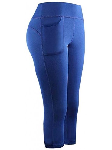 Board Shorts Women's Stretch Yoga Leggings Fitness Running Gym Sports Pocket Track Pants - D-blue - C0193YAY982 $16.91