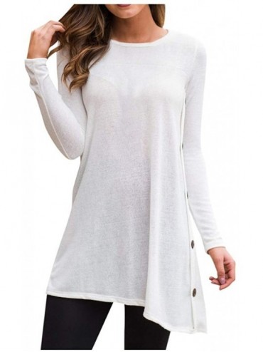 One-Pieces Women Tops- Women's Button Down Tunic Pullover Roll Striped T-Shirt Blouse Tee - Z-white - CX18AR67RY3 $13.84