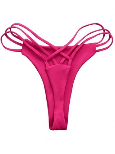 Bottoms Women Sexy Bottoms Swimsuit Bikini Swimwear Cheeky Thong V Swim Trunks ins Style - Hot Pink - CO18OLWI53T $19.86