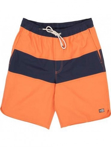 Board Shorts Mens Beacons Elastic Boardshorts - Coral - CY195XZ2RQC $85.29
