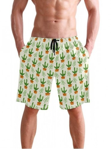 Board Shorts Men's Swim Trunks African American Women with Purple Hair Quick Dry Beach Board Shorts with Pockets - Cactus Pot...