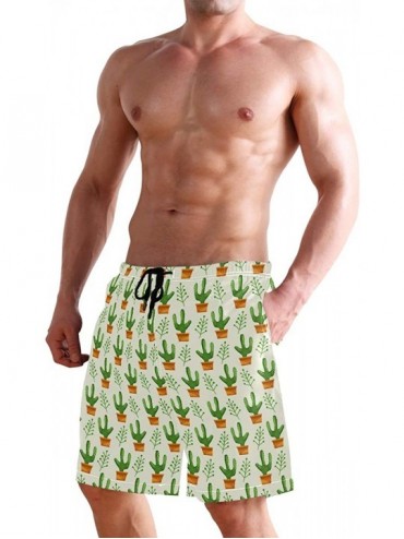Board Shorts Men's Swim Trunks African American Women with Purple Hair Quick Dry Beach Board Shorts with Pockets - Cactus Pot...