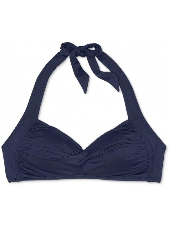Tops Women's Strappy Side Bralette Bikini Top - Blue/Navy - CO195E4EM9C $18.18