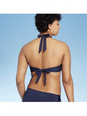 Tops Women's Strappy Side Bralette Bikini Top - Blue/Navy - CO195E4EM9C $18.18