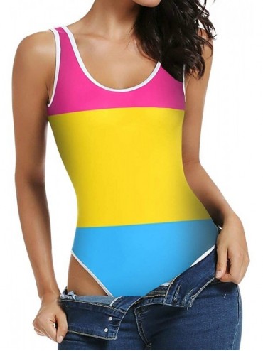 One-Pieces Women's Sexy Scoop Neck Bodysuits Jumpsuits Transgender Pride Flag - Pansexual Pride Flag - CJ196AEGE3W $42.96