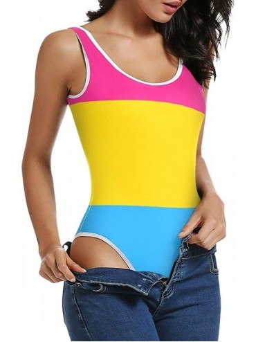 One-Pieces Women's Sexy Scoop Neck Bodysuits Jumpsuits Transgender Pride Flag - Pansexual Pride Flag - CJ196AEGE3W $24.87