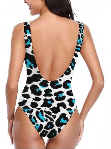 One-Pieces Women One Piece Swimsuit- Swimdress Monokini- Beachwear- Tankini Bikini - Cheetah Blue and Black Leopard - CK1933O...