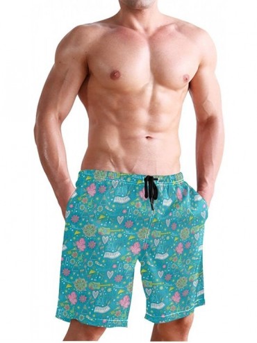 Board Shorts Men's Quick Dry Swim Trunks with Pockets Beach Board Shorts Bathing Suits - Music Instruments Floral Elements 60...