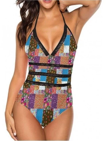Tops High Cut Bikini Set Swimsuit Diagonal Checks Pattern Adjustable to Fit Anyone - Multi 10 - C1190AUOZTC $70.09