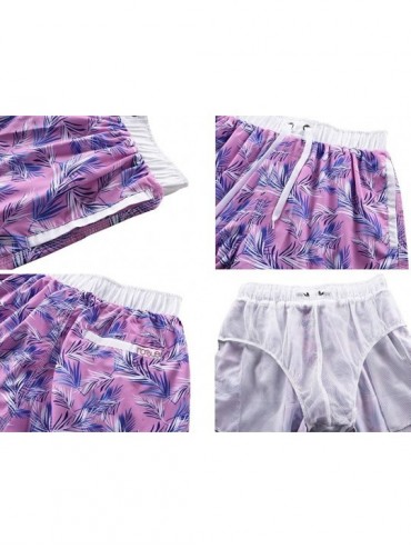 Board Shorts Men's Swim Trunks Water Sport Printed Quick Dry Drawsting - Light Purple Printed - CX18D79Y3U2 $16.86