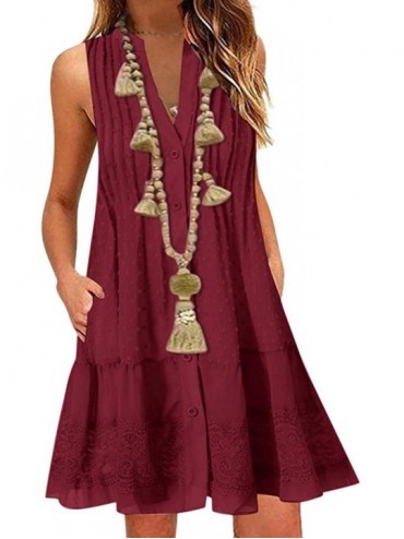 Cover-Ups Women Tunic Tops Dress Lady Outfit Evening Party Mini Dress - 01-wine Red - C0190EHSEX7 $38.19