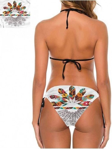 Sets Bikini Set Swimsuits Women's Light-Support String Hexagon Stripe Triangles - Multi 20 - CH190EXAE47 $40.51