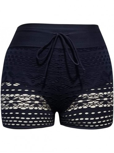 Tankinis Swim Shorts for Women Sexy Hollow Out Bikini Bottoms Board Shorts Swimwear High Waisted Pants Swimsuit Bathing Black...