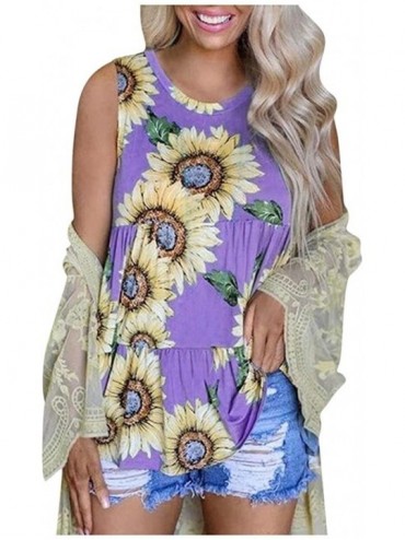 Cover-Ups Women's Summer Casual T Shirt Sundress Swimsuit Cover Ups - Purple - CN199R8DU9Y $29.54