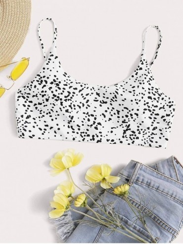 Tops Women's Snakeskin Print Cami Bikini Top Swimwear - Black and White-2 - CV19C4XH9YZ $11.47