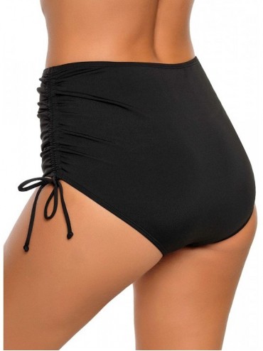 Bottoms Women's High Waisted Swim Skirt Ruched Bikini Tankini Swim Bottom with Brief - Black 2 - CW18O8EQK5M $23.94