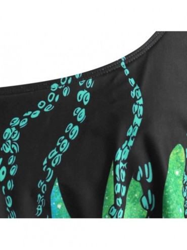Tankinis Womens Two Piece Tankini Set Octopus Print Swimwear Push up Padded Tank Top Bikini Bottom Bathing Suit Light Green -...