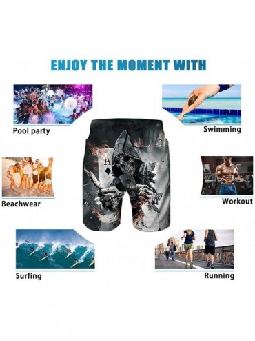 Board Shorts Men's 3D Print Tank Tops Quick Dry Lion Gym Board Short Hawaii Swim Trunks for Summer Beach - Grey - C218OKTANCO...