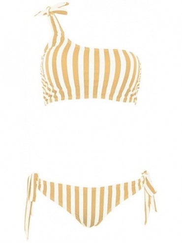Sets Women Striped Bikini Sexy Push Up Two Piece Swimsuit - Yellow - CL18WN5R6CZ $18.30