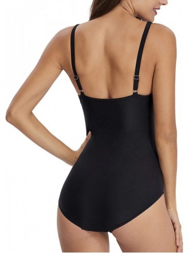 One-Pieces Women One-Piece Swimsuits Tummy Control Bathing Suits Cute Modest Swimwear - Black Floral - C318QRGINSA $10.38