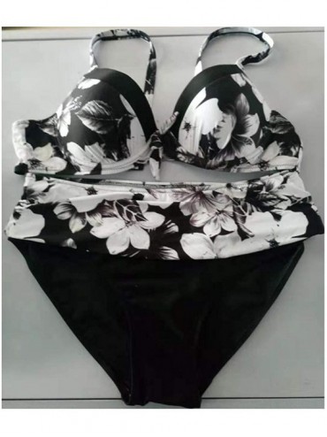 Sets Plus Size Cross Bandage Two Piece Bikini Set Solid Bathing Suits Swimwear Beachwear - J1 - CN18UNG5OAO $16.45