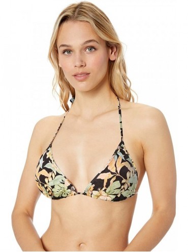 Tops Women's DITA Triangle Slider Bikini Top Swimsuit - Picaflores Black Floral - C518Z05T86M $40.46