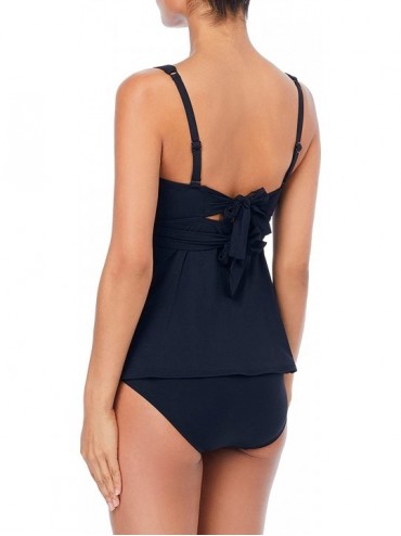 Tankinis Women's Tankini Swimsuit with Five Way Versatility - Castaway Black - C81868Z2UT6 $28.62