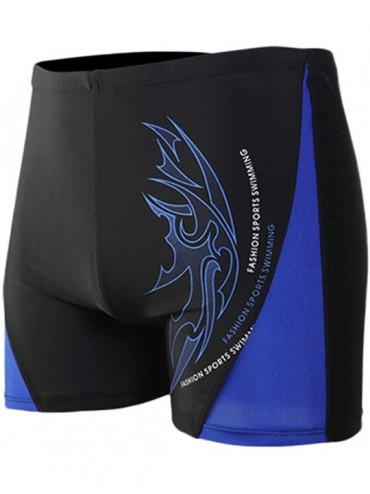 Racing Boxer Briefs Jammers Swimsuit - Endurance+ Nylon Solid Square Leg Sports Swim Trunks - Blue - C318S7YLEUW $24.92
