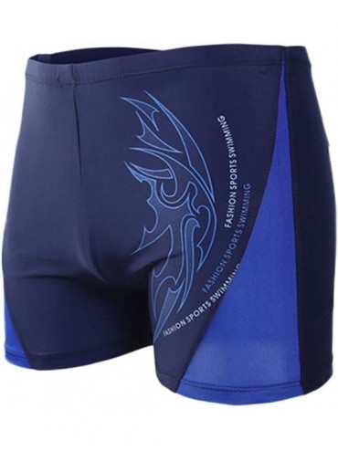 Racing Boxer Briefs Jammers Swimsuit - Endurance+ Nylon Solid Square Leg Sports Swim Trunks - Blue - C318S7YLEUW $14.68
