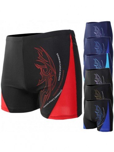 Racing Boxer Briefs Jammers Swimsuit - Endurance+ Nylon Solid Square Leg Sports Swim Trunks - Blue - C318S7YLEUW $14.68