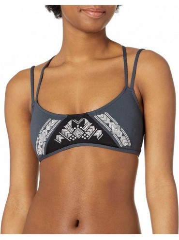 Tops Women's Day Dream Bralette Tope Bikini Top - Black/Black - CZ12FOU4TAX $84.45