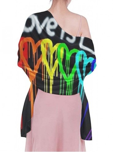 Cover-Ups Women Girl Fashion Chiffon Scarf Bikini Cover Up Summer Beach Sarong Wrap Rainbow Gay Pride Rainbow Heart Love is L...