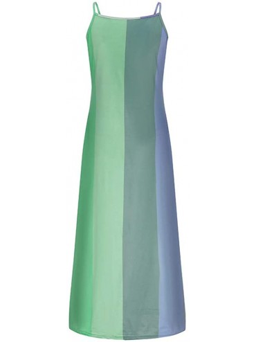 Cover-Ups Cami Tank Dresses for Women Elegant Summer V Neck Floral Maxi Dress Sleeveless Long Dresses Beach Sundress - CR190R...