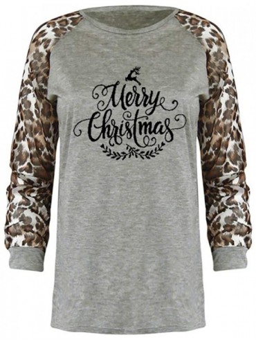 Tops Festival Christmas Womens Reindeer Blouses T-Shirt Xmas Long Sleeve Tops - C-gray - CF192K4N49Z $13.48