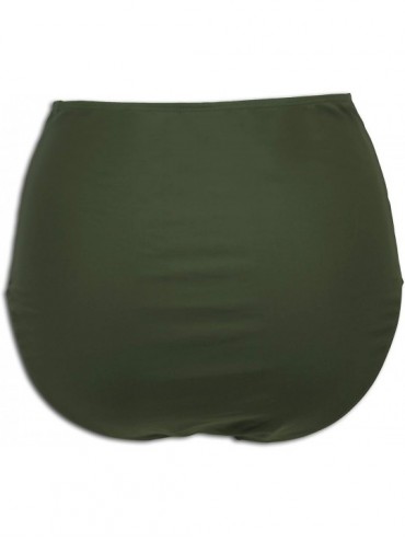 Bottoms Women's Retro High Waisted Bikini Bottom Ruched Side Swim Short Tankinis - Army Green - CO18KRGAYTU $22.91