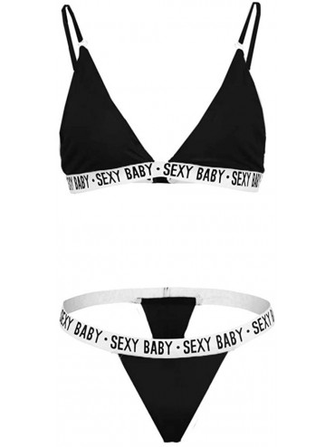 Sets Bikini Bras Set for Women Sexy- Women's Lingerie Underwear Sets- Camouflage Leopard Two-Piece Swimsuits - Black 3 - CR19...