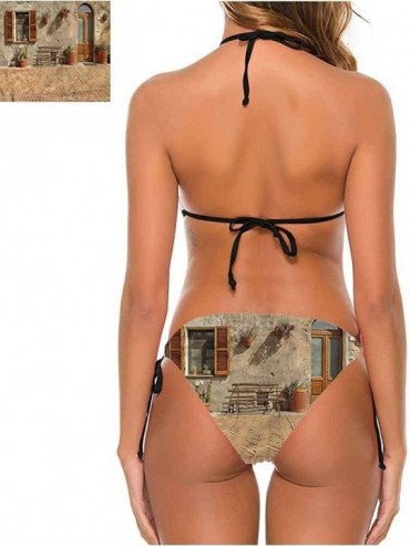 Sets Bikini Swimsuits with Tie-Side Cheeky Cobblestone Doorway to House - Multi 15 - CF190EYHEW7 $48.39