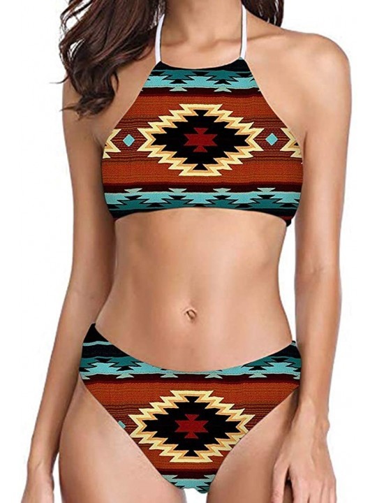 Sets Women Tank Bikini Sets 2 Piece Summer Holiday Swimwear Sporty Beach Wear - Aztec F - C1194LEIMYR $21.29