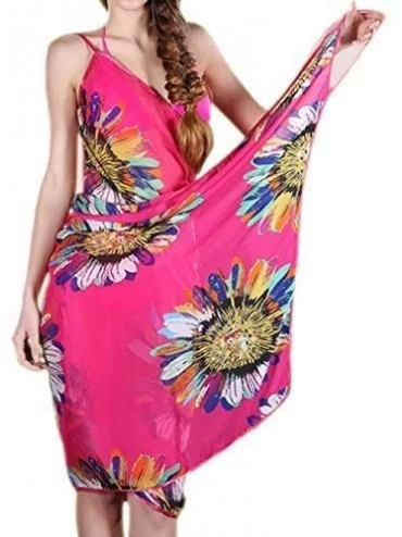 Cover-Ups Women's Fashion Sarongs Style Beachwear Ice Silk Bikini Cover up - Rose - C712ODM79VK $43.12