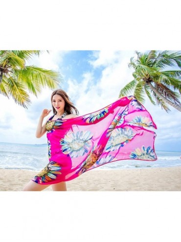 Cover-Ups Women's Fashion Sarongs Style Beachwear Ice Silk Bikini Cover up - Rose - C712ODM79VK $25.64