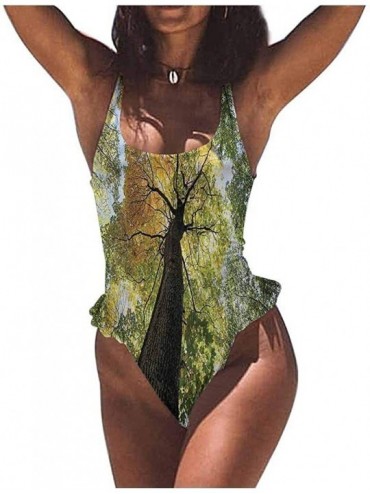 Bottoms Thong Bikini Set Tree- Foliage Leaves and Trunk for a Beach Trip or Pools Day - Multi 02-one-piece Swimsuit - C019E78...