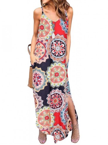 Cover-Ups Women's Summer Casual Loose Dress Beach Cover Up Long Cami Maxi Dresses with Pocket - Circle - CM18SKZUQ0G $46.73