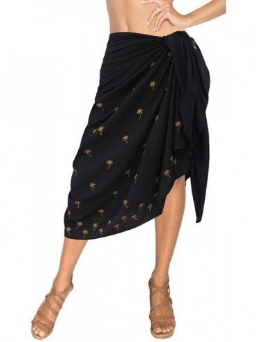 Cover-Ups Women's Plus Size Swimsuit Cover Up Summer Beach Wrap Skirt Embroidered - Halloween Black_h380 - CE129TINXY5 $18.09
