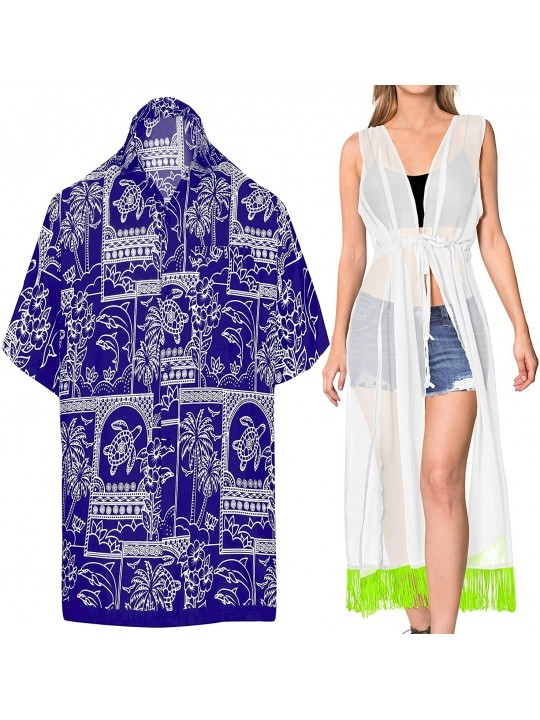 Cover-Ups Men's Cool Tropical Front Pocket Short Sleeve Hawaiian Shirt Women Casual Dress Maxi Kimono Cardigan Work from Home...