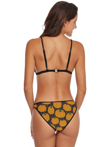 Sets Women's Rastafarian Colors Marijuana Bikini Swimsuit Triangle Two Piece Bikini Swimwear - Pumpkin - CU18T85NAOQ $35.27