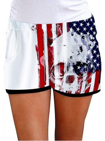 Board Shorts Women's American Flag Printed Shorts with Drawstring July 4th American Flag Patriotic Shorts with Pockets A ligh...